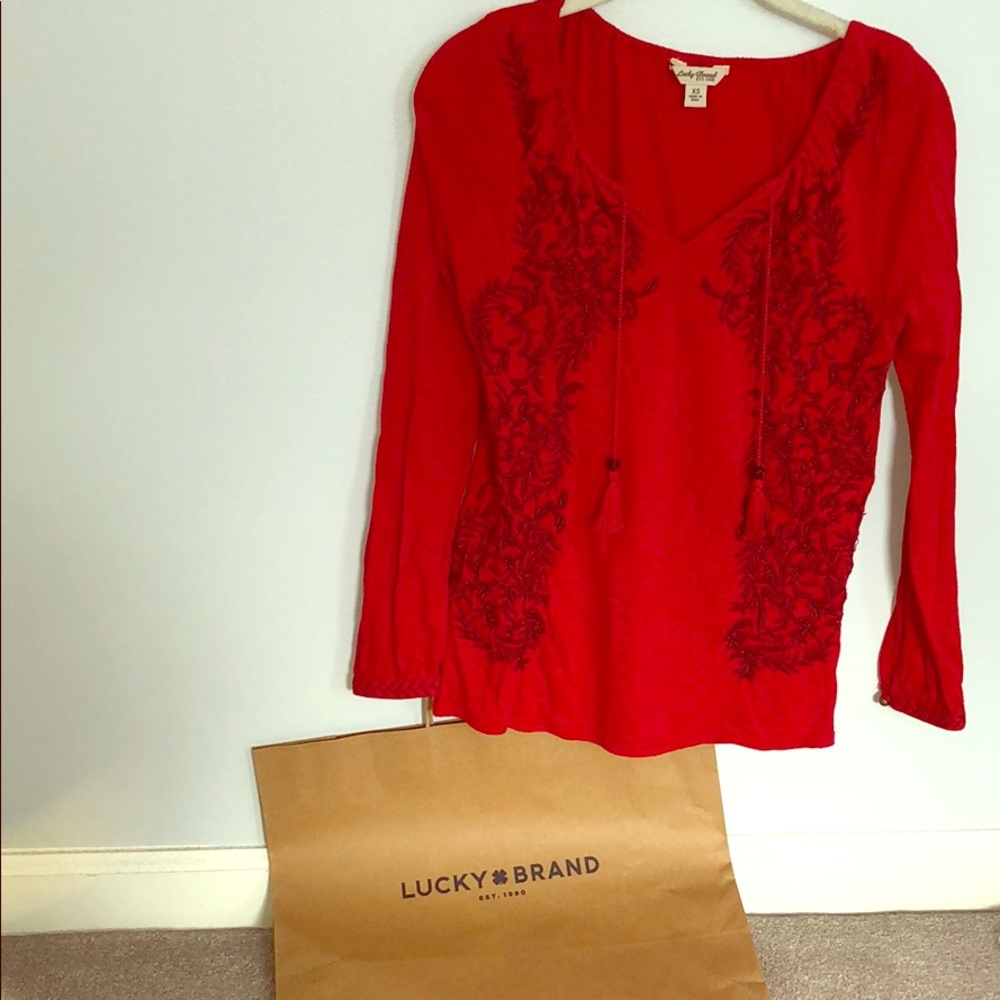 Lucky Brand Long Sleeve Red EUC